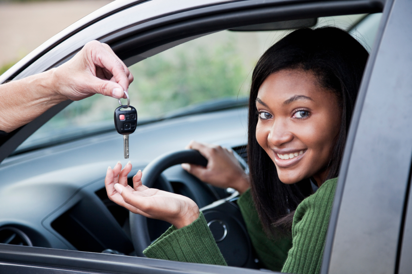 Girl with car key